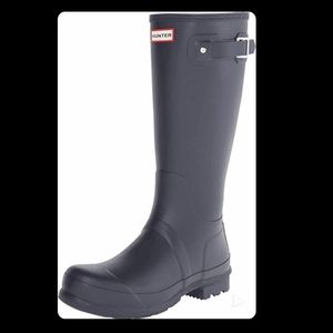 Hunter tall matte navy blue rain boots